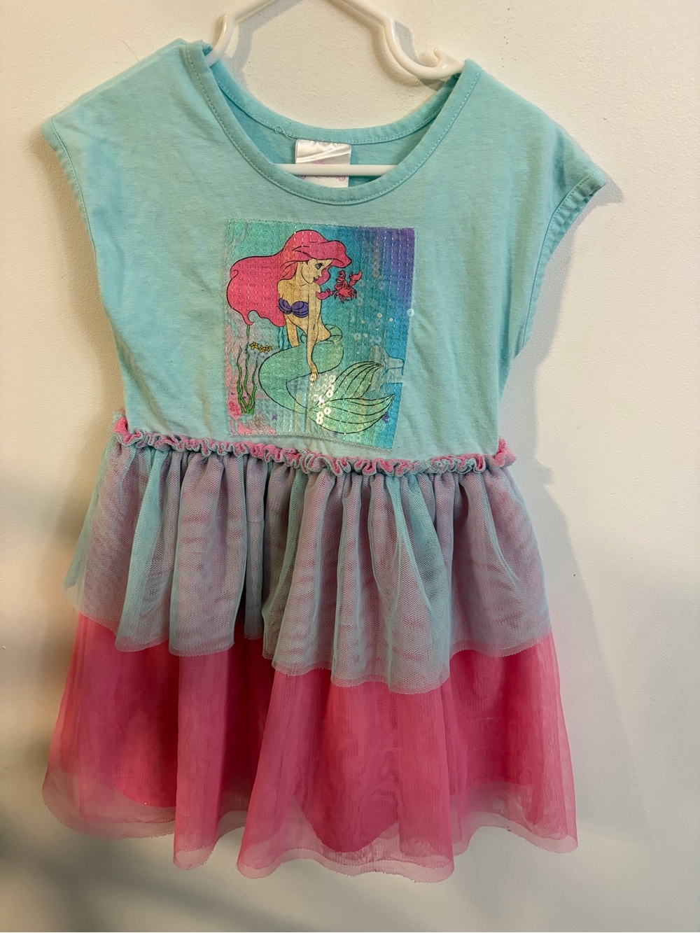Disney retro Mermaid Aqua & Pink dress 3 years